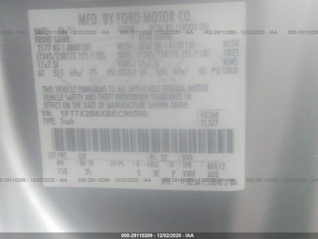 Photo 8 VIN: 1FT7X2B6XBEC96500 - FORD SUPER DUTY F-250 