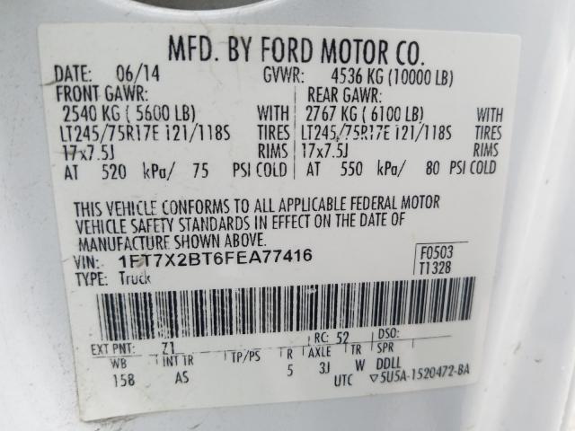 Photo 9 VIN: 1FT7X2BT6FEA77416 - FORD F250 SUPER 