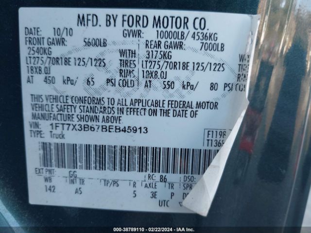 Photo 8 VIN: 1FT7X3B67BEB45913 - FORD F-350 