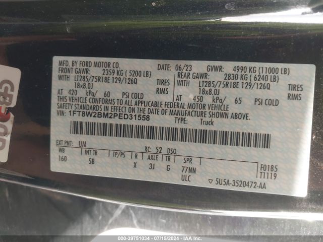 Photo 8 VIN: 1FT8W2BM2PED31558 - FORD F-250 