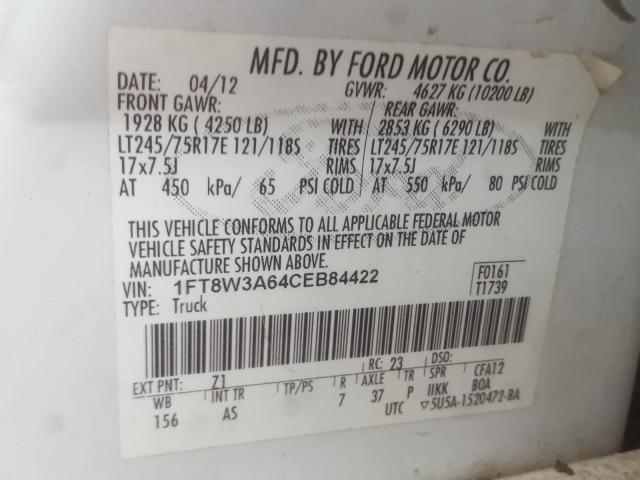 Photo 9 VIN: 1FT8W3A64CEB84422 - FORD F350 SUPER 