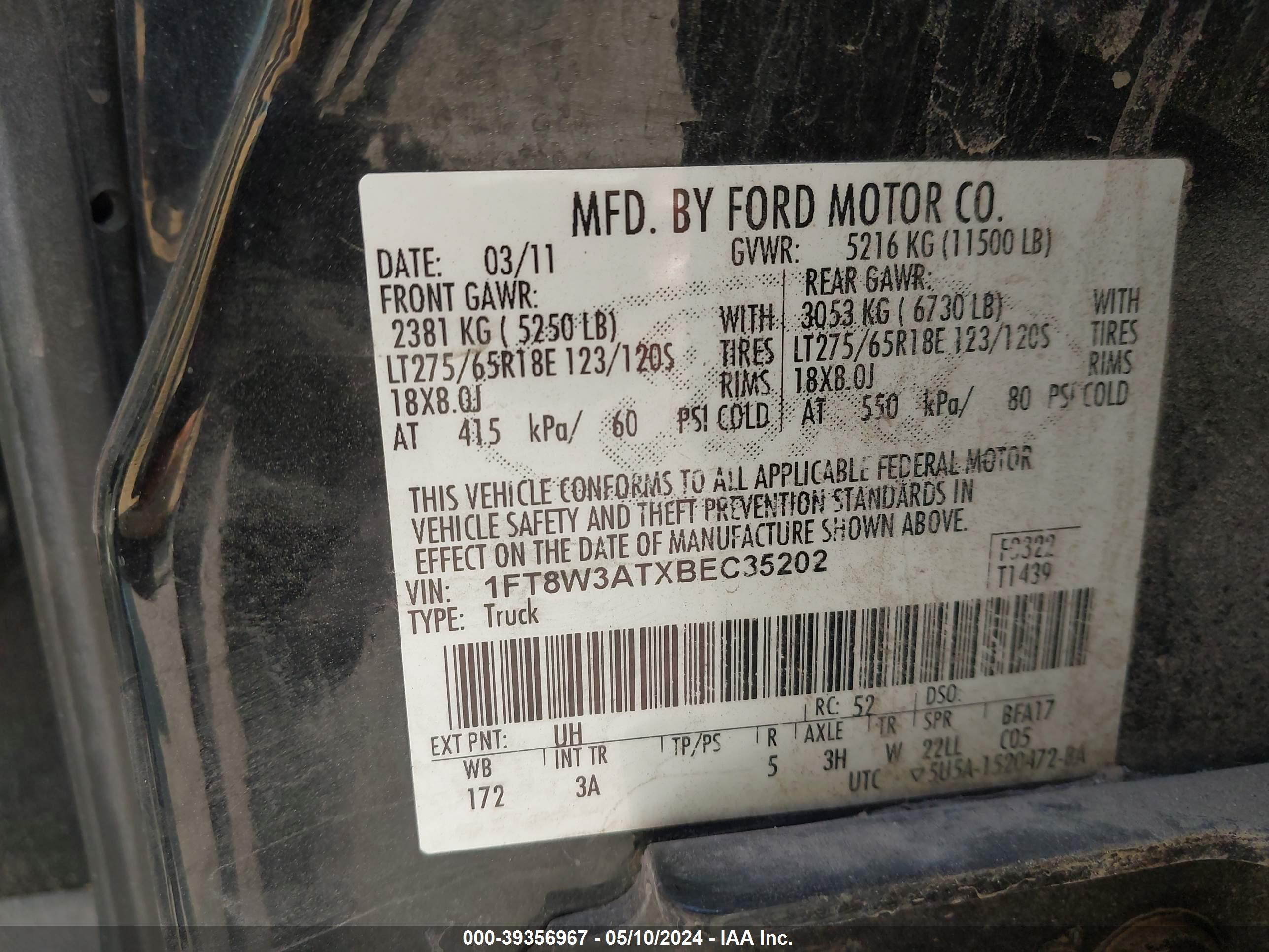 Photo 7 VIN: 1FT8W3ATXBEC35202 - FORD F350 