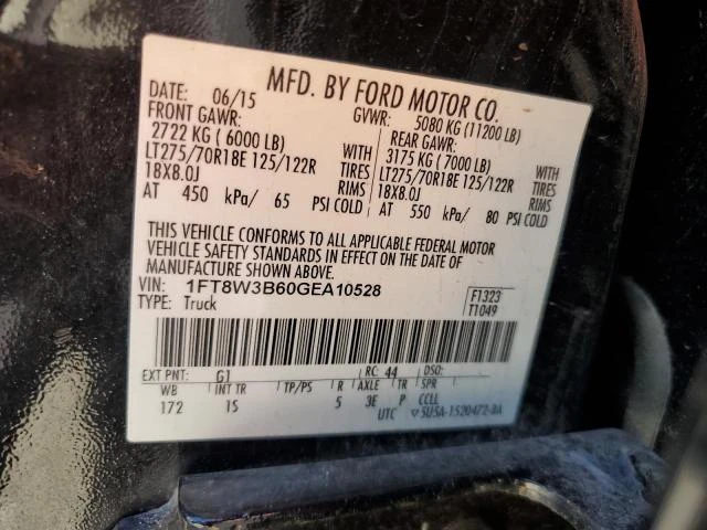 Photo 12 VIN: 1FT8W3B60GEA10528 - FORD F350 SUPER 