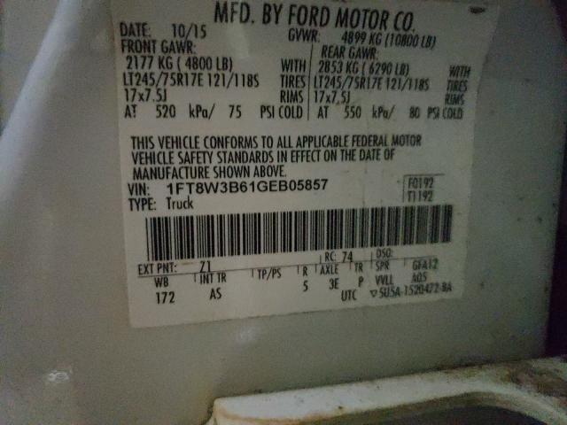 Photo 9 VIN: 1FT8W3B61GEB05857 - FORD F350 SUPER 