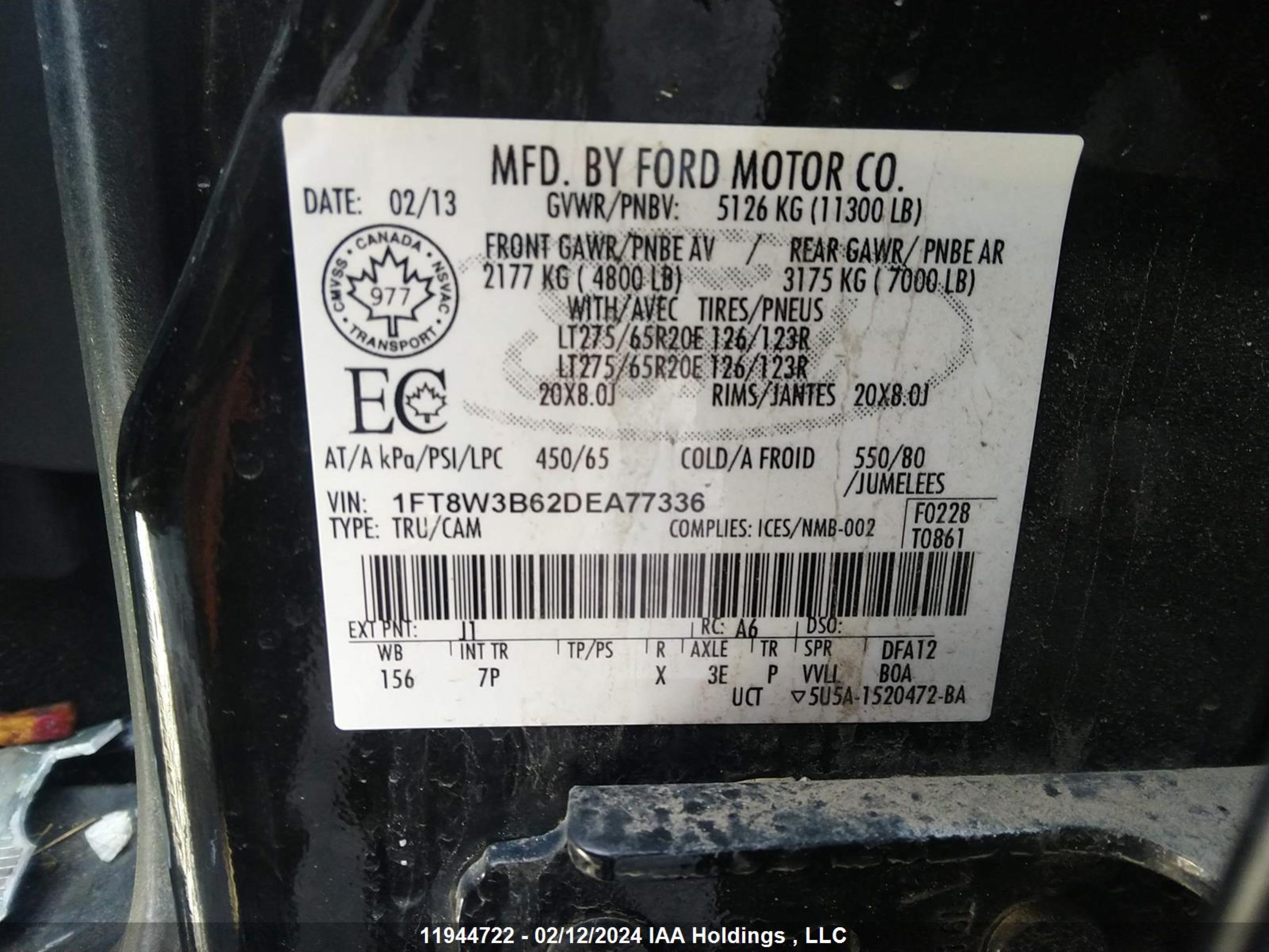 Photo 8 VIN: 1FT8W3B62DEA77336 - FORD F350 