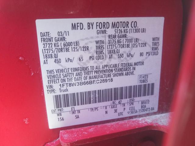 Photo 9 VIN: 1FT8W3B66BEC28918 - FORD F350 SUPER 