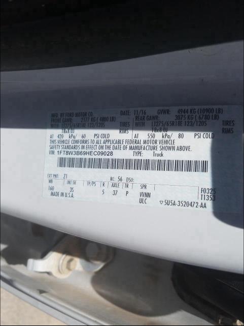 Photo 9 VIN: 1FT8W3B69HEC09028 - FORD F350 SUPER 