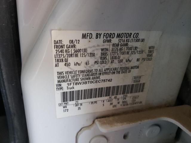 Photo 9 VIN: 1FT8W3BT0CEC75742 - FORD F350 SUPER 