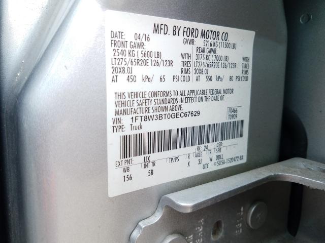 Photo 9 VIN: 1FT8W3BT0GEC67629 - FORD F350 SUPER 