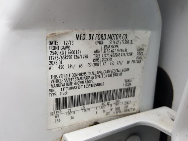 Photo 9 VIN: 1FT8W3BT1EEB24802 - FORD F350 SUPER 