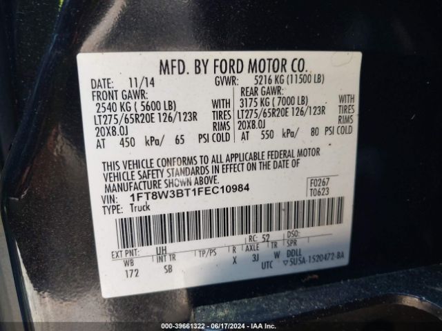 Photo 8 VIN: 1FT8W3BT1FEC10984 - FORD F-350 