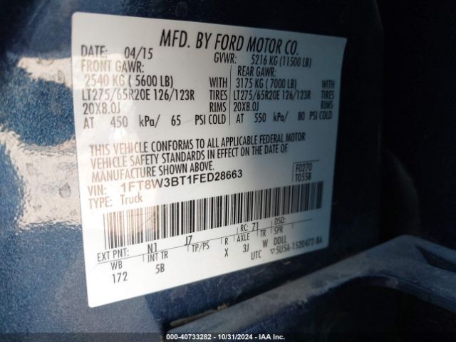 Photo 8 VIN: 1FT8W3BT1FED28663 - FORD F-350 