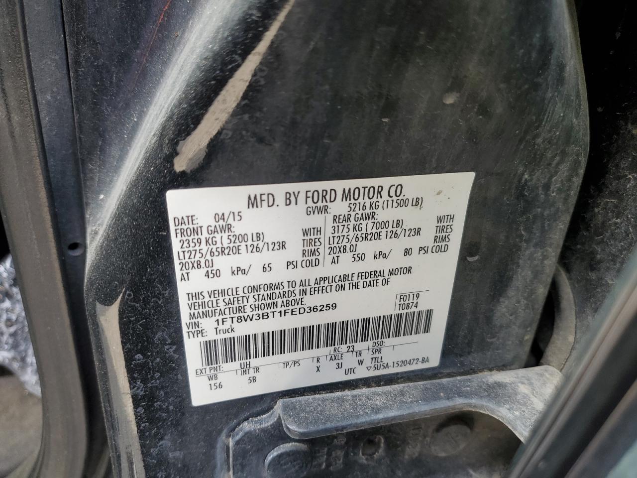 Photo 12 VIN: 1FT8W3BT1FED36259 - FORD F350 