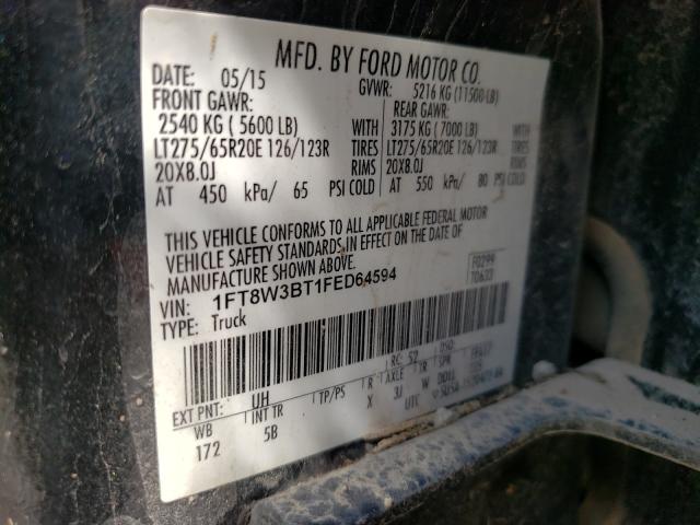 Photo 9 VIN: 1FT8W3BT1FED64594 - FORD F350 SUPER 