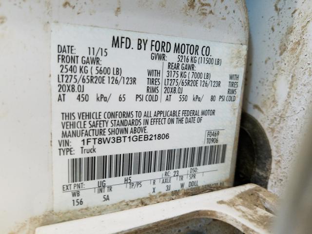 Photo 9 VIN: 1FT8W3BT1GEB21806 - FORD F350 SUPER 