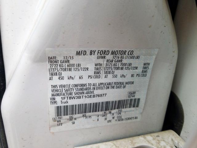 Photo 9 VIN: 1FT8W3BT1GEB76577 - FORD F350 SUPER 