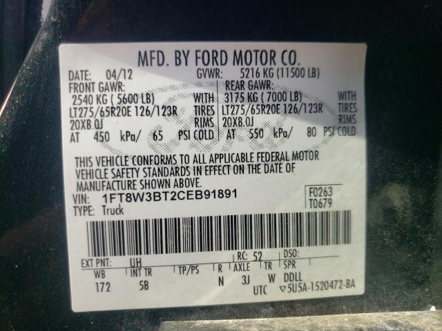 Photo 9 VIN: 1FT8W3BT2CEB91891 - FORD F350 SUPER 