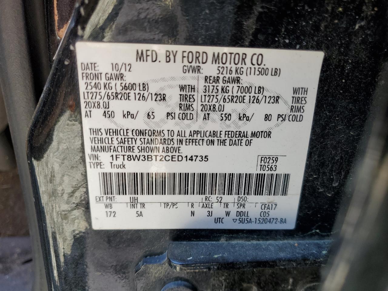 Photo 11 VIN: 1FT8W3BT2CED14735 - FORD F350 