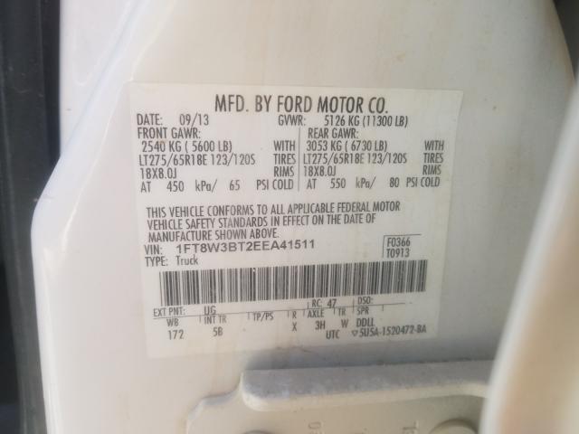 Photo 9 VIN: 1FT8W3BT2EEA41511 - FORD F350 SUPER 