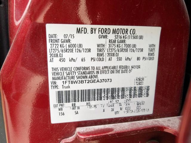 Photo 9 VIN: 1FT8W3BT2GEA37073 - FORD F350 SUPER 