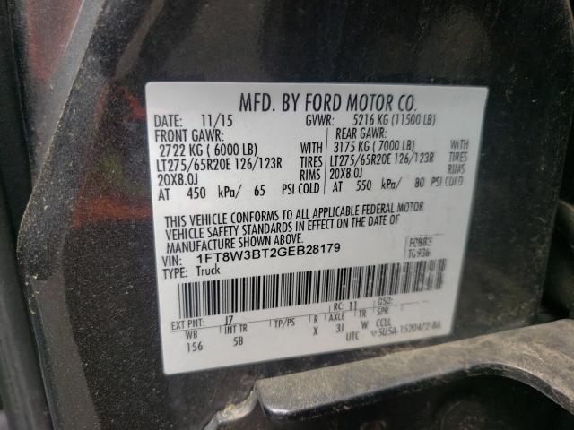 Photo 9 VIN: 1FT8W3BT2GEB28179 - FORD F350 SUPER 