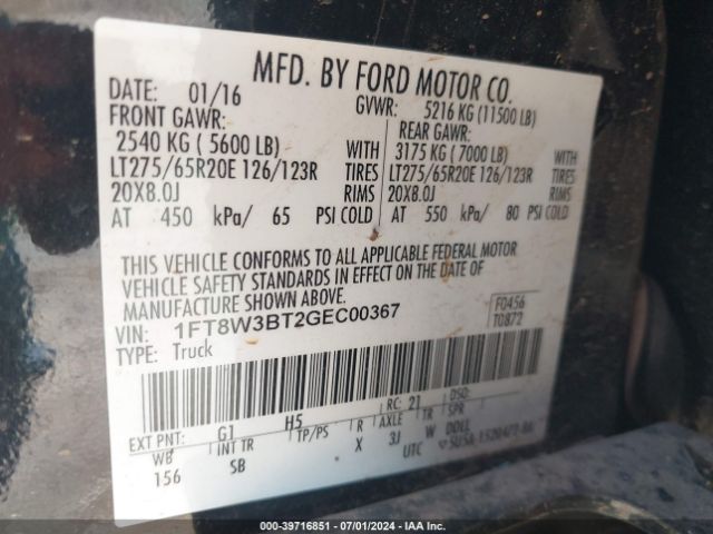 Photo 8 VIN: 1FT8W3BT2GEC00367 - FORD F-350 