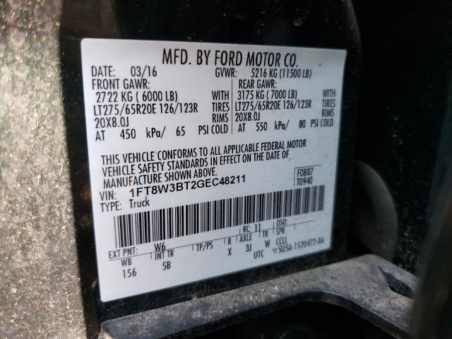 Photo 9 VIN: 1FT8W3BT2GEC48211 - FORD F350 SUPER 