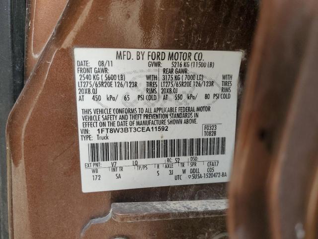 Photo 12 VIN: 1FT8W3BT3CEA11592 - FORD F350 SUPER 