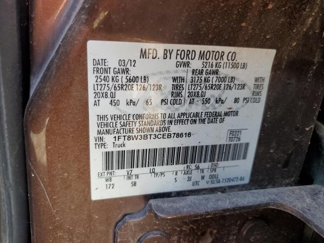 Photo 9 VIN: 1FT8W3BT3CEB78616 - FORD F350 