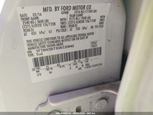 Photo 8 VIN: 1FT8W3BT3GEC23642 - FORD F-350 