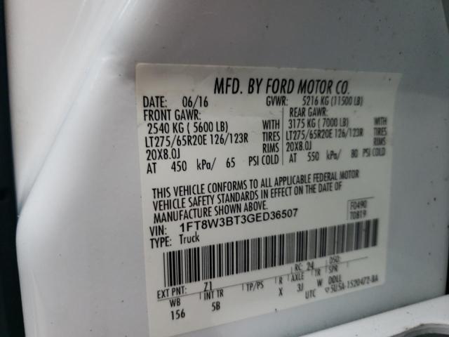 Photo 9 VIN: 1FT8W3BT3GED36507 - FORD F350 SUPER 