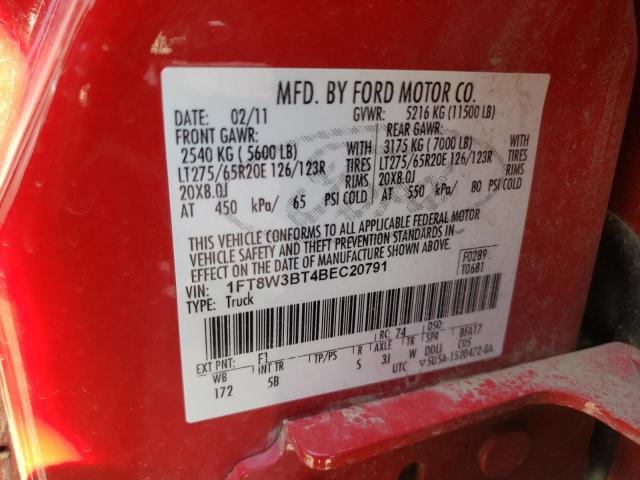 Photo 9 VIN: 1FT8W3BT4BEC20791 - FORD F350 SUPER 