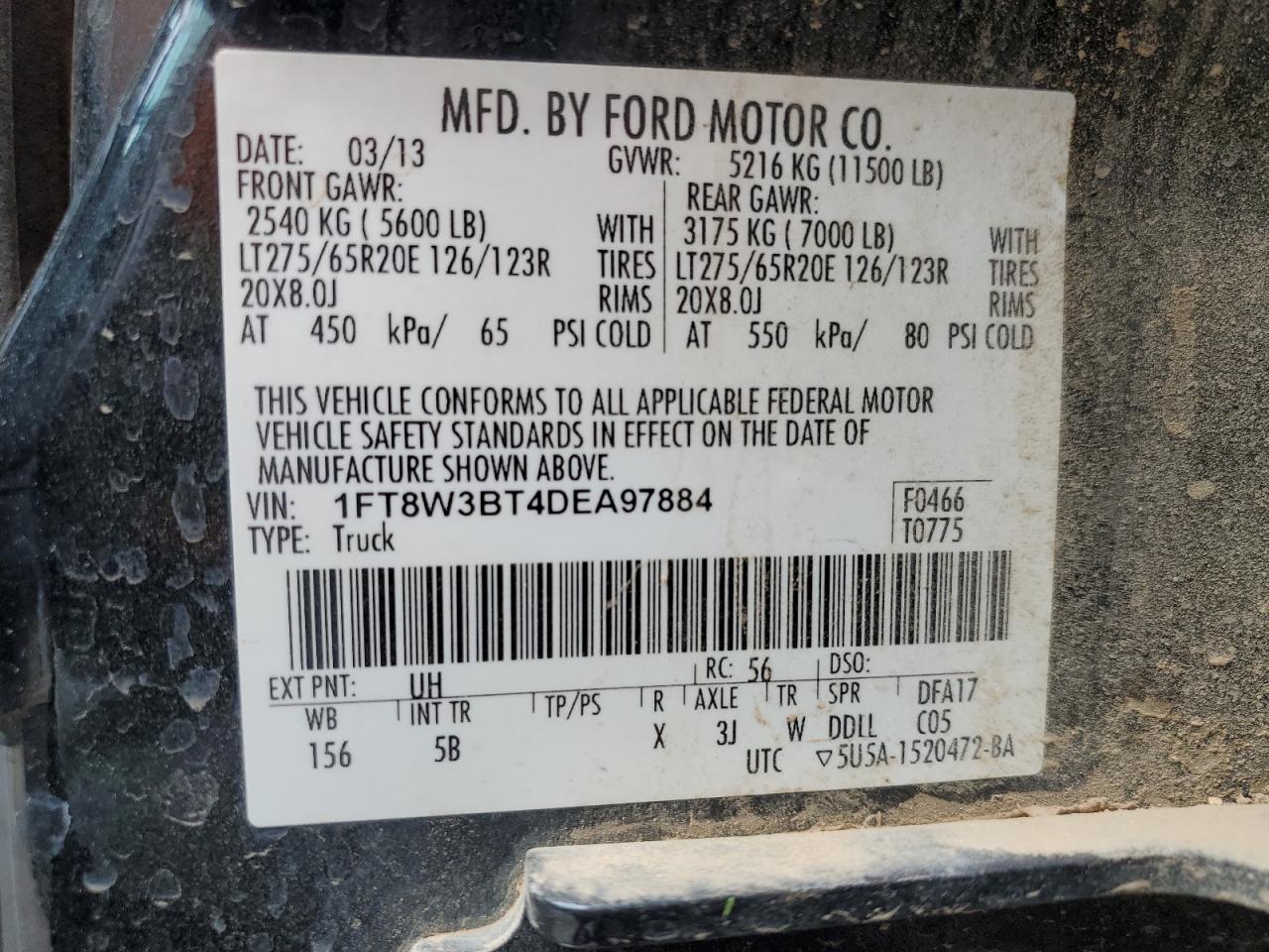 Photo 11 VIN: 1FT8W3BT4DEA97884 - FORD F350 