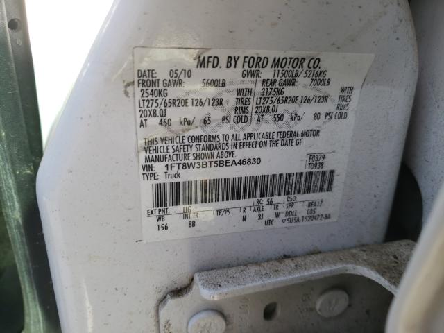 Photo 9 VIN: 1FT8W3BT5BEA46830 - FORD F350 SUPER 