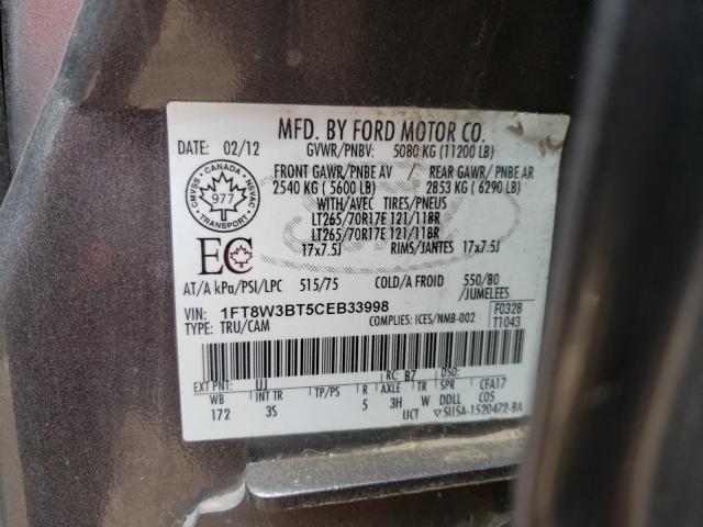 Photo 9 VIN: 1FT8W3BT5CEB33998 - FORD F350 SUPER 