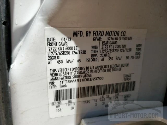 Photo 12 VIN: 1FT8W3BT6DEB23708 - FORD F350 