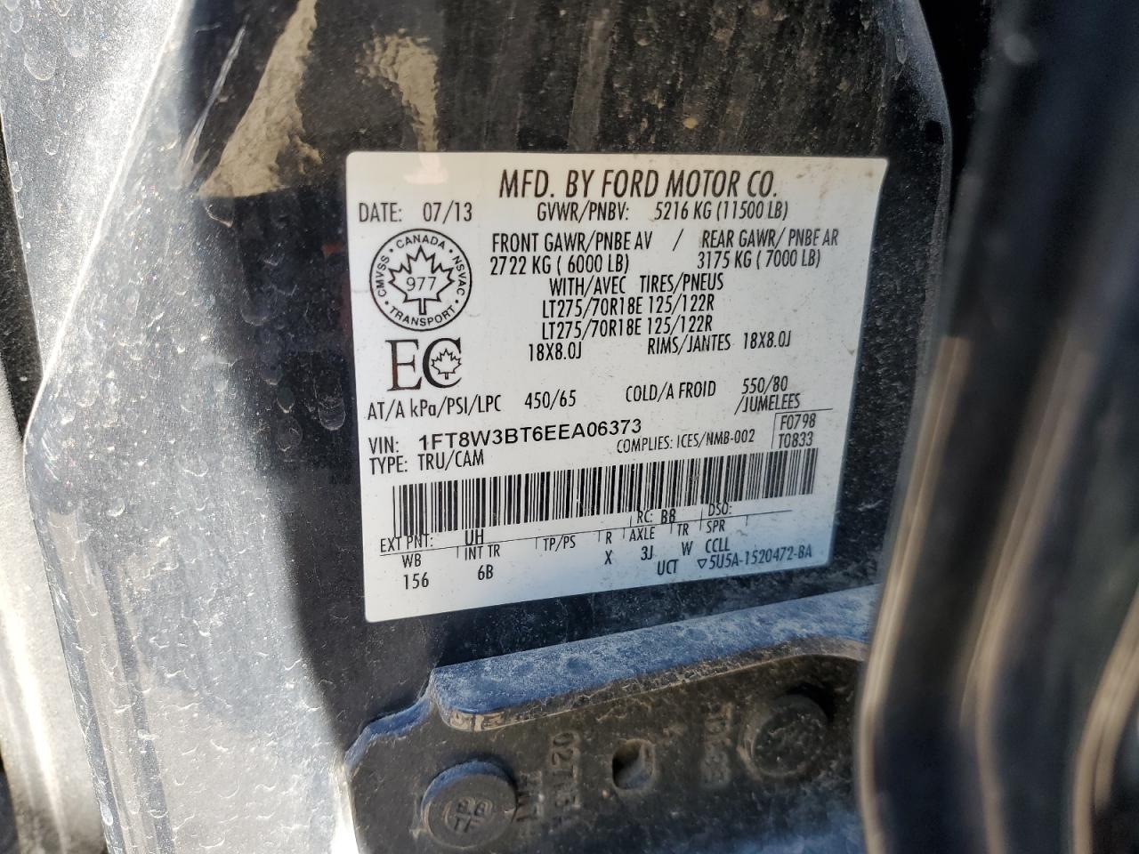 Photo 12 VIN: 1FT8W3BT6EEA06373 - FORD F350 