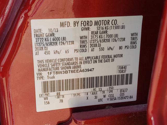 Photo 9 VIN: 1FT8W3BT6EEA63947 - FORD F350 SUPER 