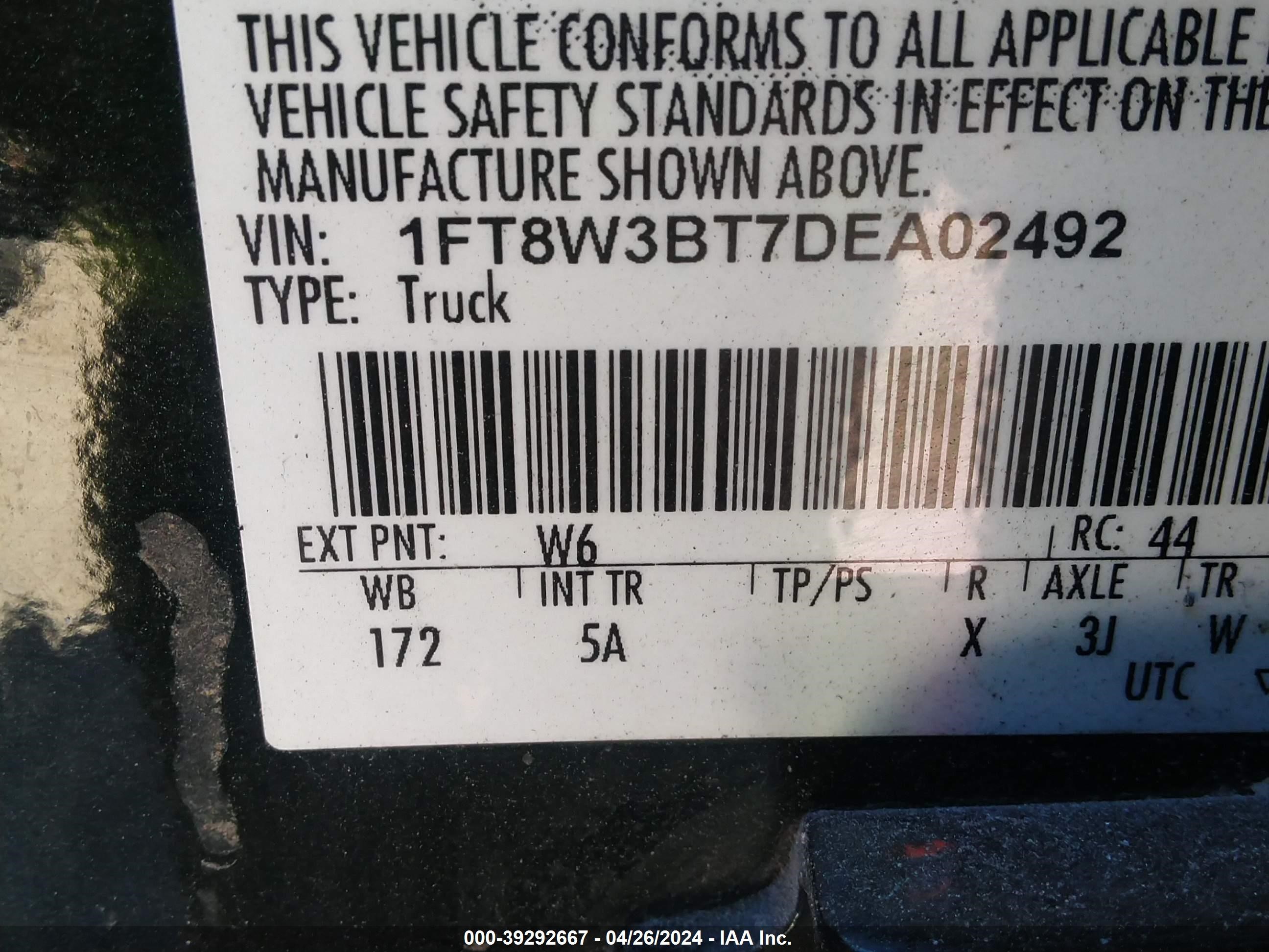 Photo 7 VIN: 1FT8W3BT7DEA02492 - FORD F350 