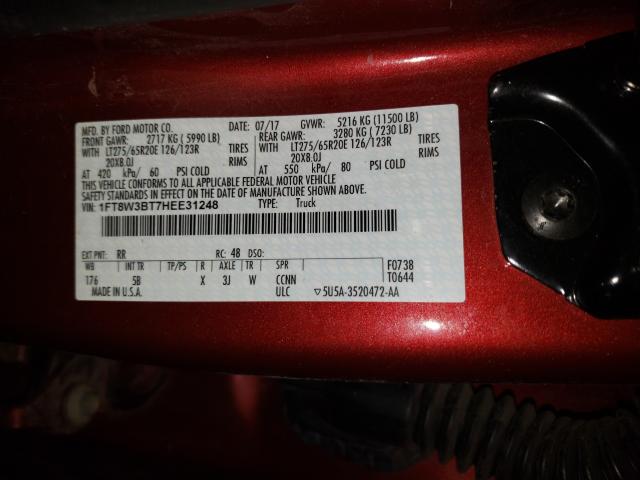 Photo 9 VIN: 1FT8W3BT7HEE31248 - FORD F350 SUPER 