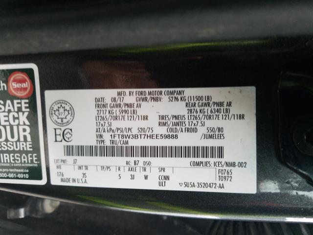 Photo 9 VIN: 1FT8W3BT7HEE59888 - FORD F350 SUPER 