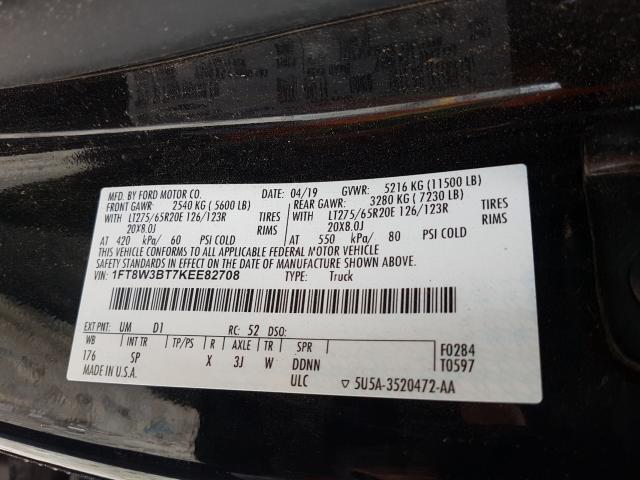 Photo 9 VIN: 1FT8W3BT7KEE82708 - FORD F350 SUPER 