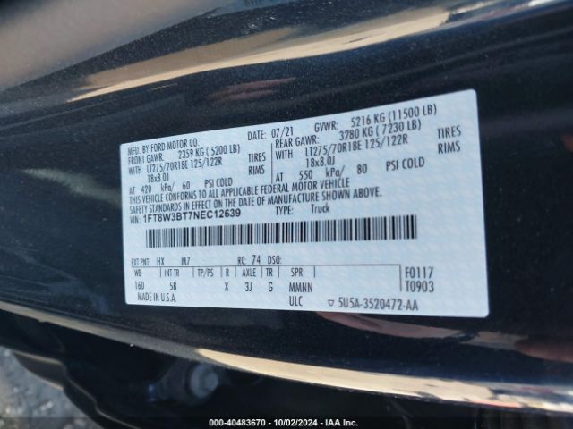 Photo 8 VIN: 1FT8W3BT7NEC12639 - FORD F-350 