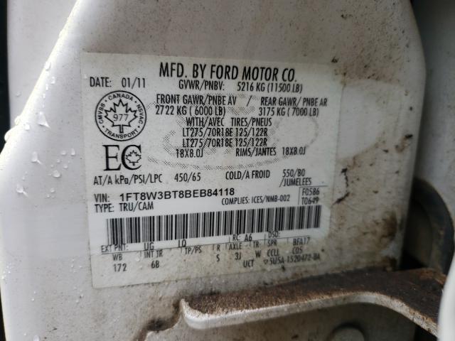 Photo 9 VIN: 1FT8W3BT8BEB84118 - FORD F350 SUPER 