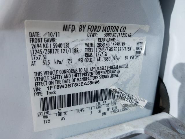 Photo 9 VIN: 1FT8W3BT8CEA58696 - FORD F350 SUPER 