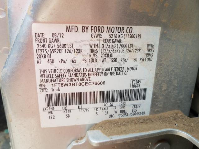 Photo 9 VIN: 1FT8W3BT8CEC76606 - FORD F350 SUPER 