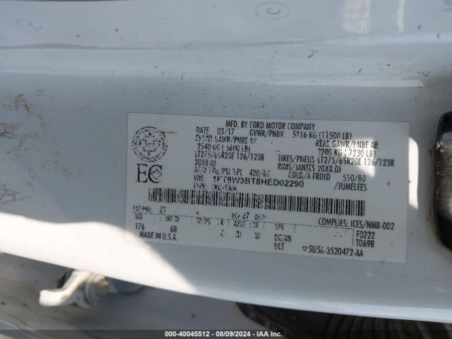 Photo 8 VIN: 1FT8W3BT8HED02290 - FORD F-350 