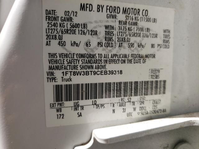 Photo 9 VIN: 1FT8W3BT9CEB39318 - FORD F350 SUPER 