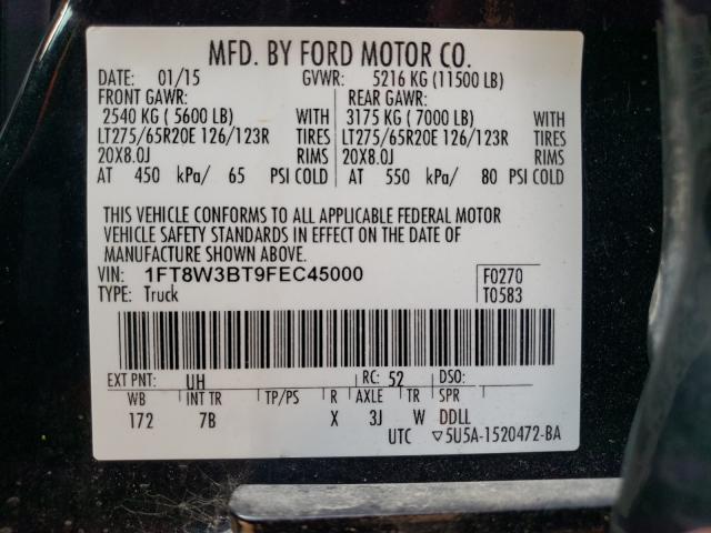 Photo 9 VIN: 1FT8W3BT9FEC45000 - FORD F350 SUPER 