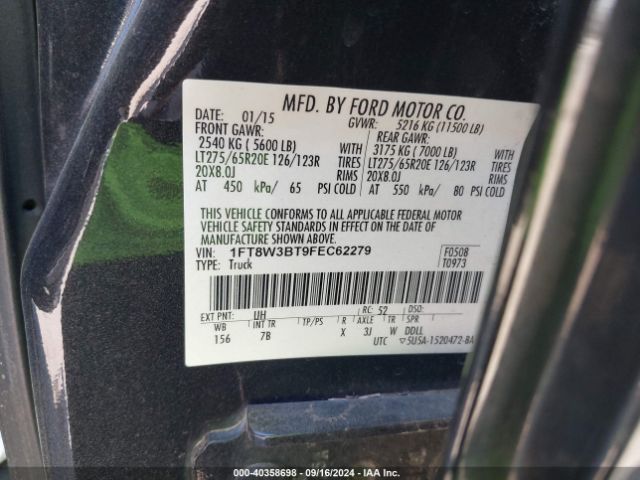 Photo 8 VIN: 1FT8W3BT9FEC62279 - FORD F-350 